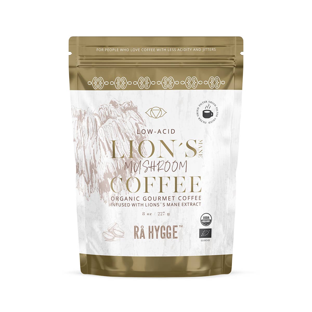 Café de spécialité Lion's Mane BIO, moulu par filtre 8 oz