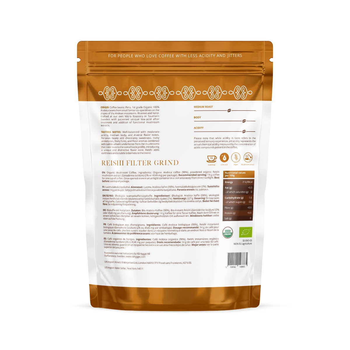 Café de spécialité Reishi BIO, moulu par filtre 8 oz
